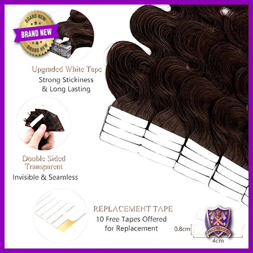 20pcs Human Hair Tape-In Extensions 14 Inch Body Wave Seamless Weft